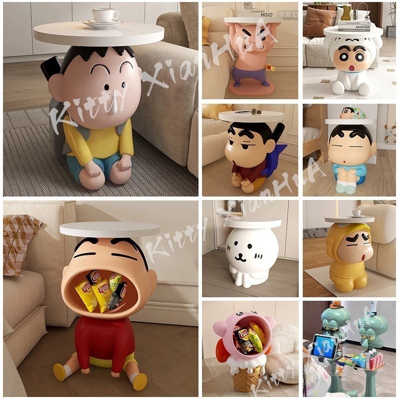 【2枚購入で100円OFF】クレヨンしんちゃん サイドテーブル 家庭用ティーテーブル 多機能収納テーブル 小物置き リビングコーナーに ハウスベッドサイド棚 韓国家具