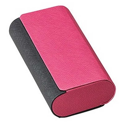 他サイト： 名古屋眼鏡　メガネケース メタルレザー2ピース ピンク×クロ　2401-01の商品画像