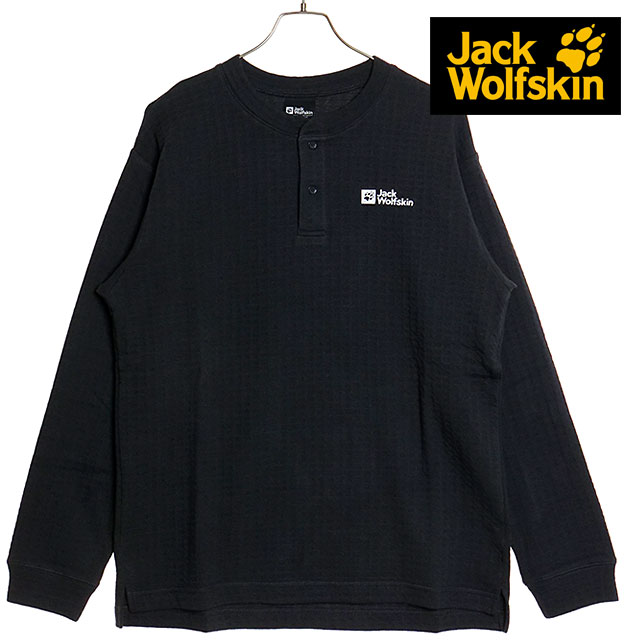 ジャックウルフスキン Jack Wolfskin JP ワッフルヘンリー ロングスリーブTシャツ [A63213-6350] メンズ トップス カットソー 長袖 オーガニックコットン phantom