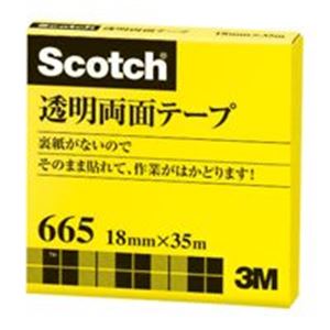 （まとめ）スリーエム 3M 透明両面テープ 665-3-18 18mm×35m(×2セット)