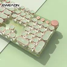 EWEADN-パンクタイプライター付きメカニカルゲーミングキーボード104キーバックライト付きラウンドキー白いLEDバックライト有線分離デザインv20