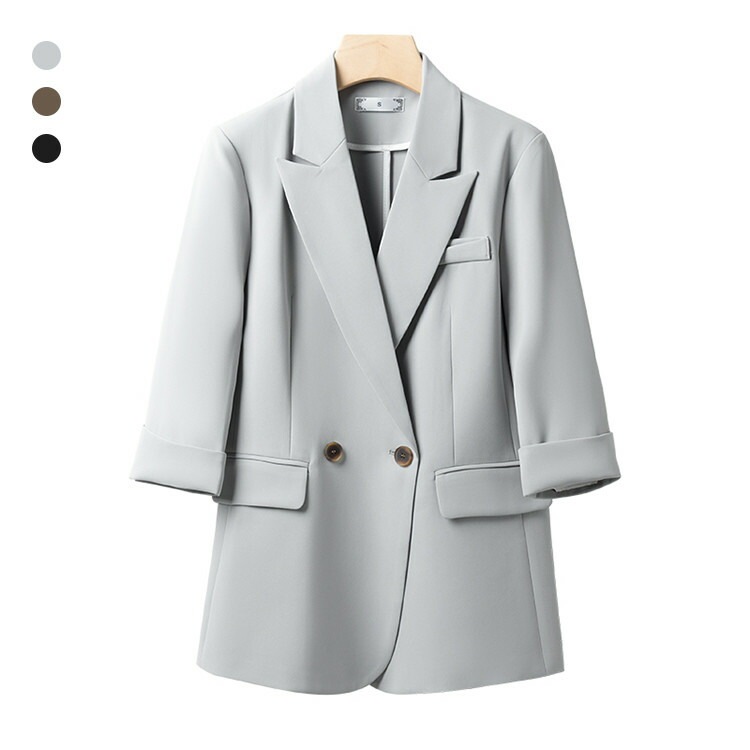 スーツ ジャケット レディース トップス ミディアム丈 七分袖 テーラード ゆったり オシャレ 通勤 アウター