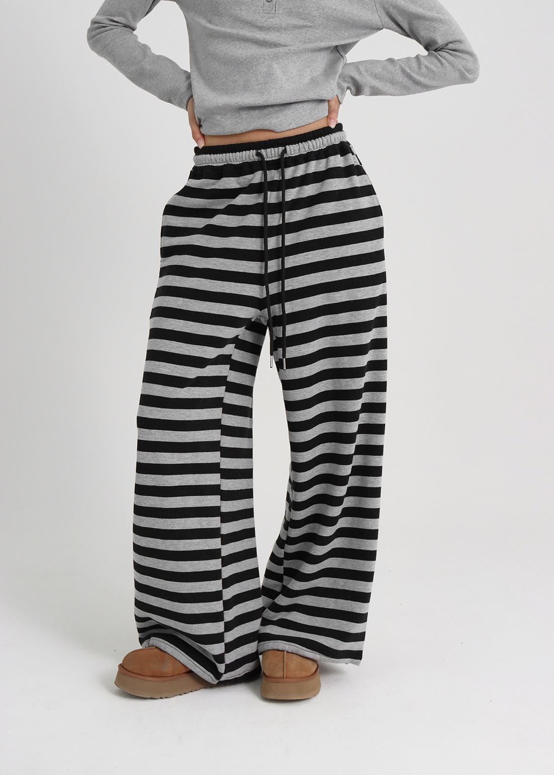 [B-BASIC] ボールドストライプバンディングパンツ