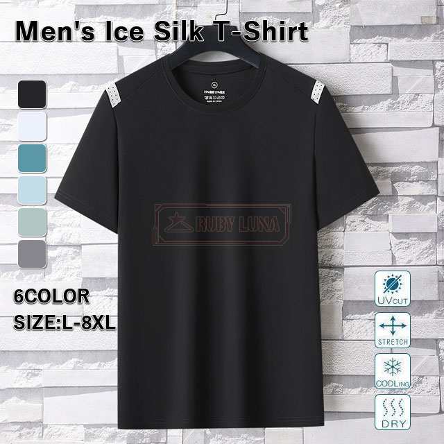 最安挑戦 春新作 新作 送料無料 アイスシルク Tシャツ メンズ 接触冷感 tシャツ 夏 涼しい トップス 薄手 吸水 速乾 丸首 シンプル 無地 サラサラ ひんやり 冷感 インナーシャツ 紫外線対