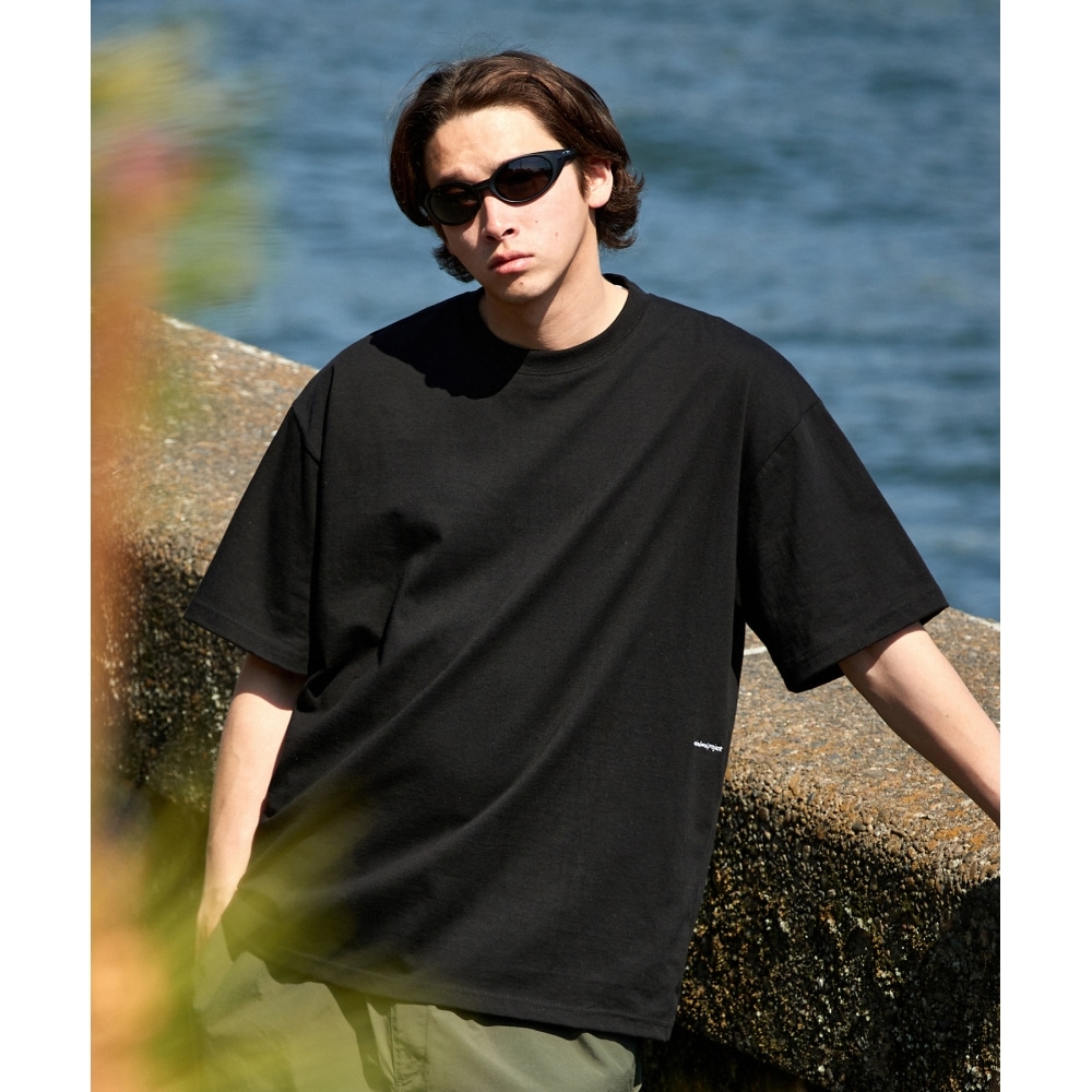 MINIMALPROJECTベーシックコットンドローイング刺繍オーバーフィット半袖TシャツMST144 [BLACK]