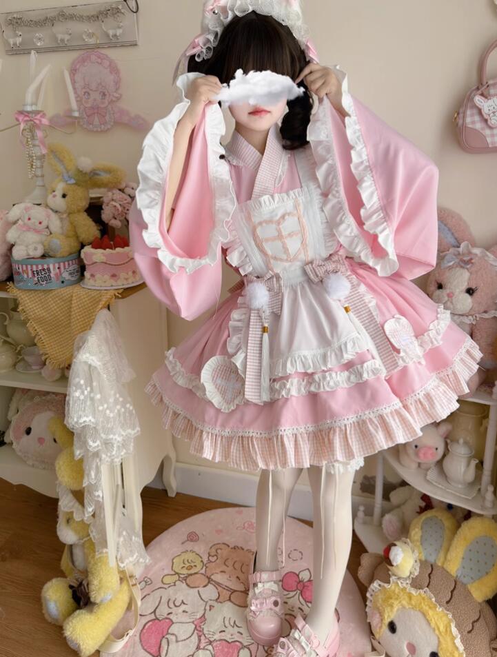 【新作登場 最安値!】201ロリータ ４点セット浴衣　和　ゴスロリ コスプレ メイド服 コスチューム 文化祭 学園祭 衣装 仮装 ハロウィン おすすめ 可愛い 長袖 ドレス　日常　写真　舞台