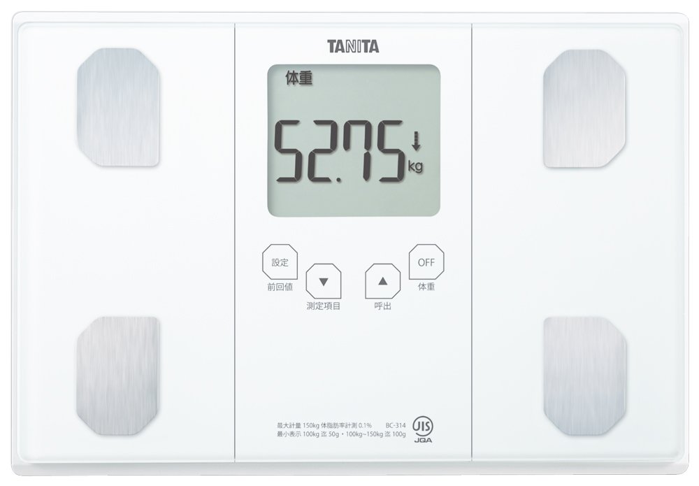 当日発送 タニタ 体重計 体組成計 50g ホワイト BC-314 WH 自動認識機能付き/立掛け収納OK
