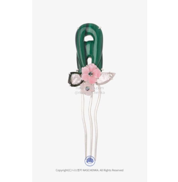 韓服 装身具 工作石 シルバー ヘアピン