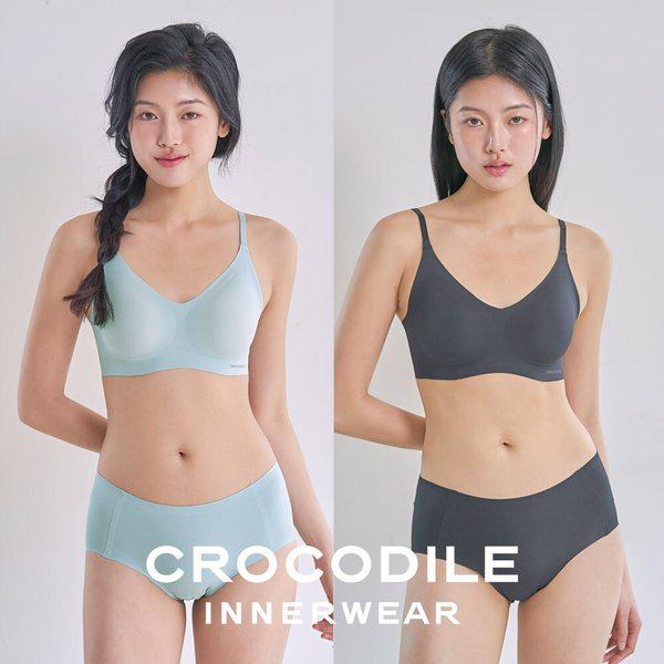 [] ソフトクールインゲン シェルロン パッド分離 フック型 ブラ+パンティー 4種セット レトロブルー ブラック CDW5N192