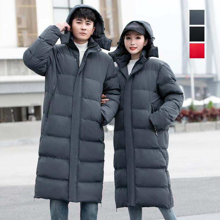 レディース ダウンジャケット ロングコート 男女兼用 ペアルック ダウンコート 秋冬 お揃い メンズダウンコート 大きいサイズ フード付き 中綿コート 防寒服 お揃い カジュアルコート カップル ビジ