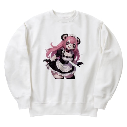 【文字入れ可能受注生産】パンダの女の子 メイド ケモナー ピンク髪 ヘビーウェイトスウェット