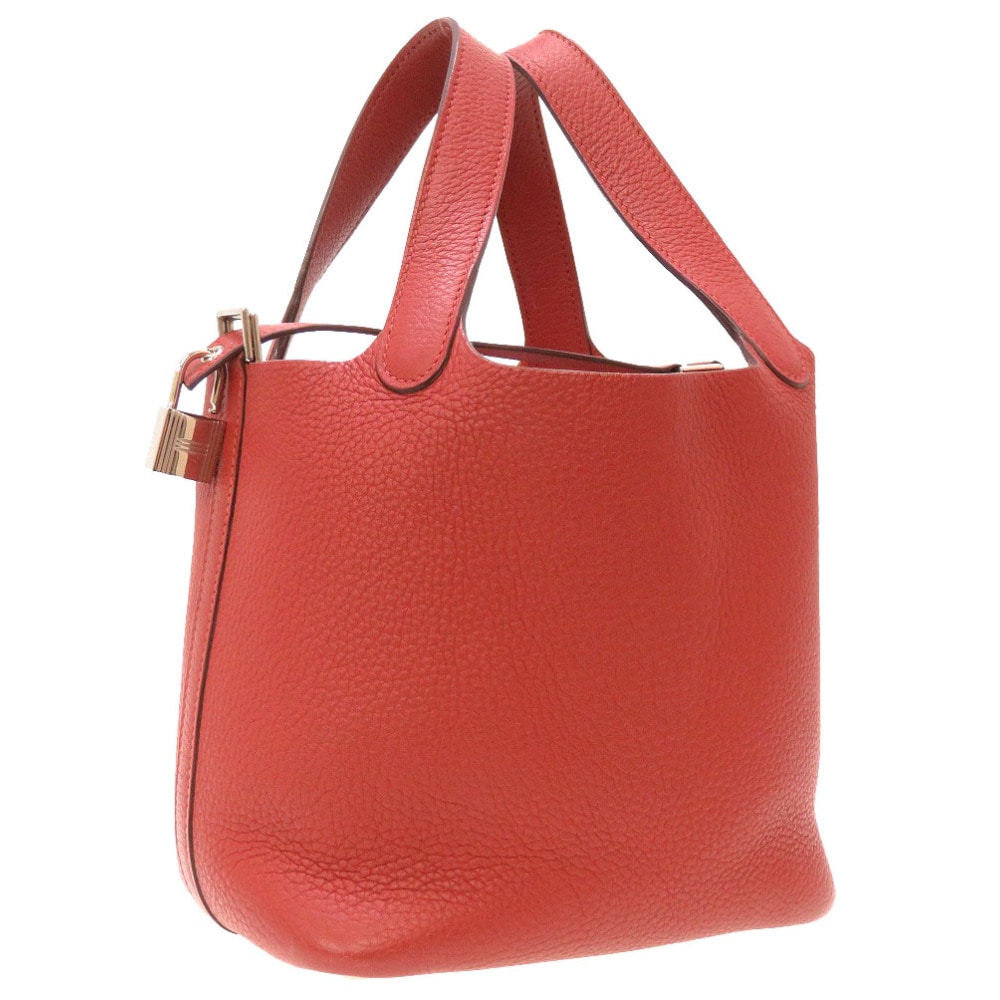 美品 ピコタンロックPM ハンドバッグ トリヨンクレマンス/トリヨンクレマンス ルージュガランス M刻印 0017【中古】 レディース 385,000円