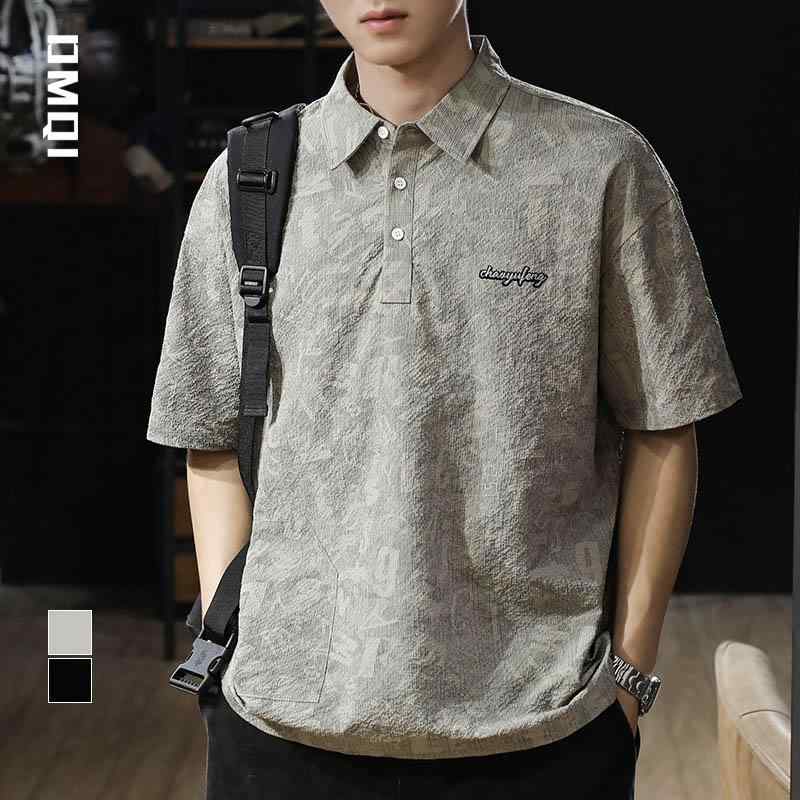 ポロシャツ メンズ アメリカン総柄 ジャガード 冷感 半袖 速乾 Tシャツ 半袖 ポケット付き アメカジ