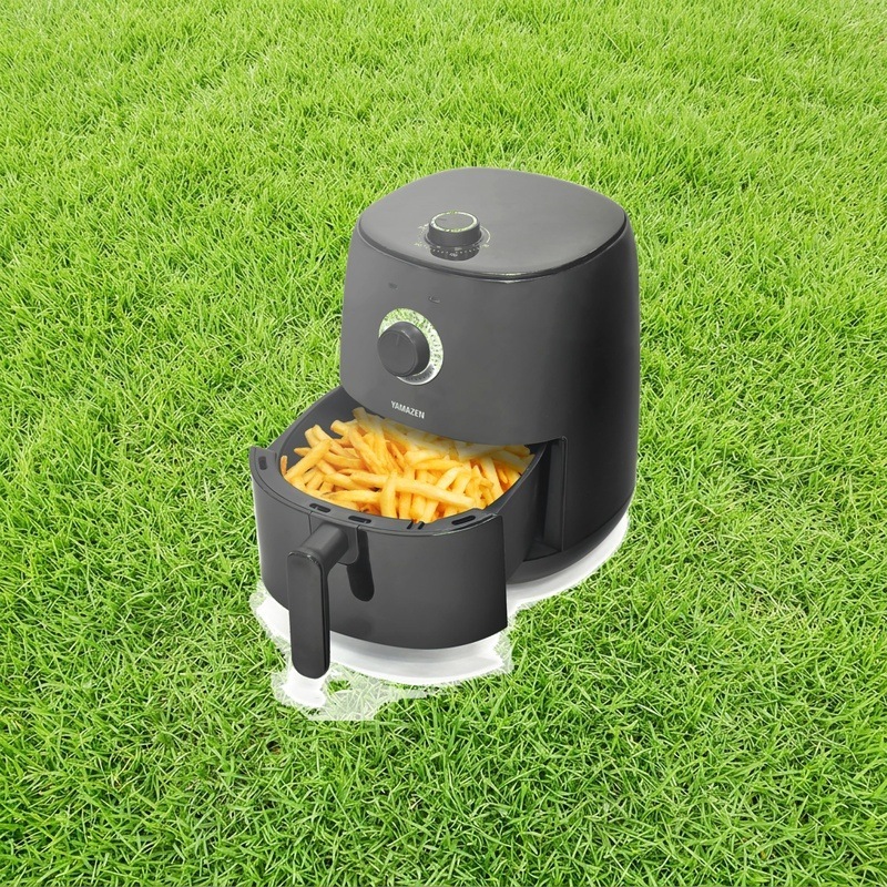 [山善] ノンフライヤー 2.2L 電気フライヤー 食洗器対応可能 1~3人用 油なし エアーフライヤー 「油で揚げないヘルシー調理」 卓上 レシピブック付き ブラック YAF-C120(B)
