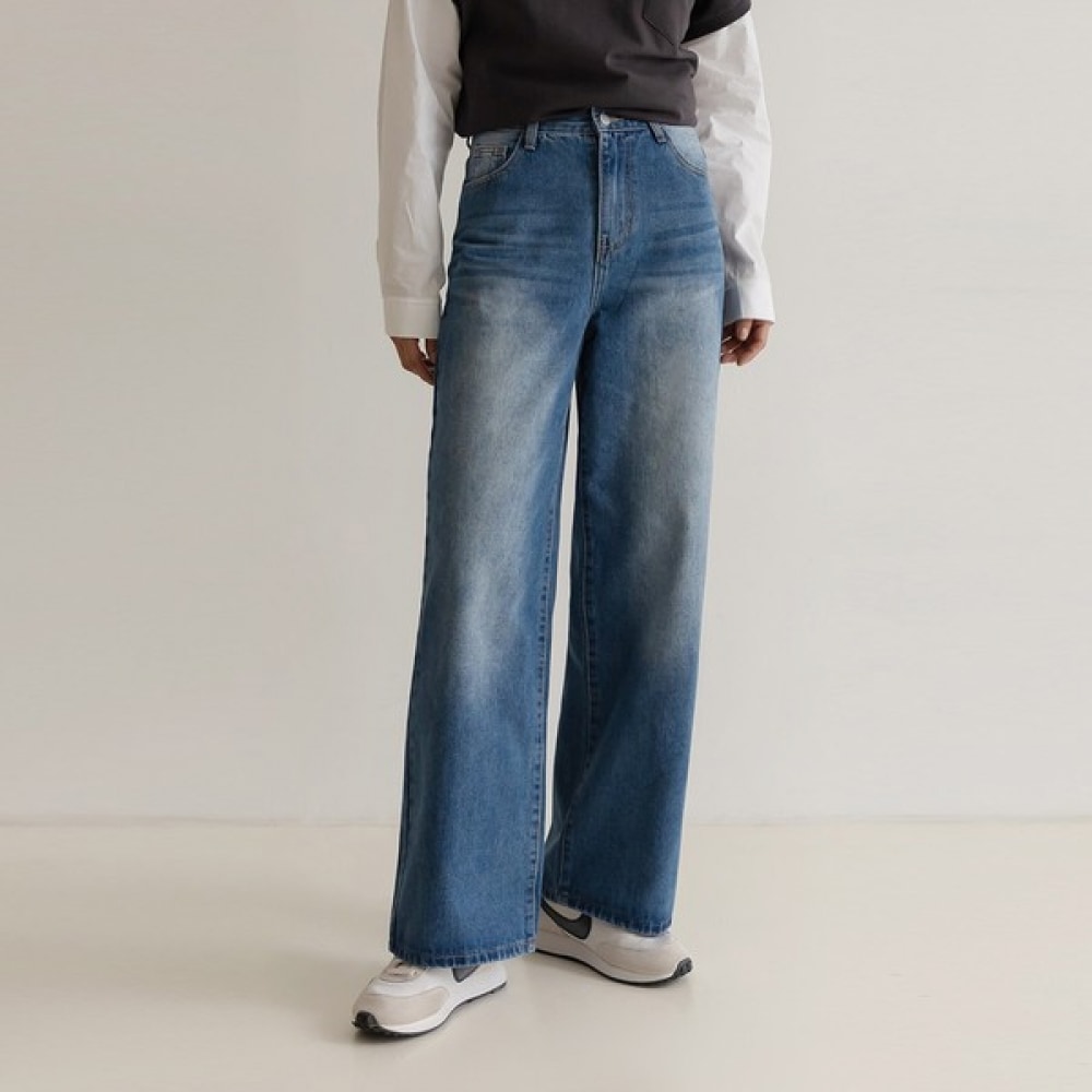 (ELYSIA) サンドウォッシングワイドデニムパンツ 4,881円