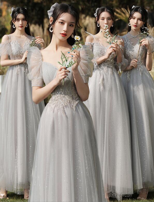 パーティードレス Aライン 袖あり レディース 結婚式ドレス 編み上げ 二次会ドレス 発表会ドレス ウエディングドレス 謝恩会 披露宴 プリンセスドレス イブニングドレス ドレス ロング丈 ミモレ丈