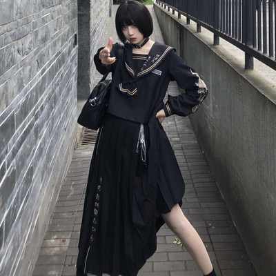 木子ちゃんJKオリジナルすすきJK制服学生秋冬新作不良ロングスカート関西襟大刺繍