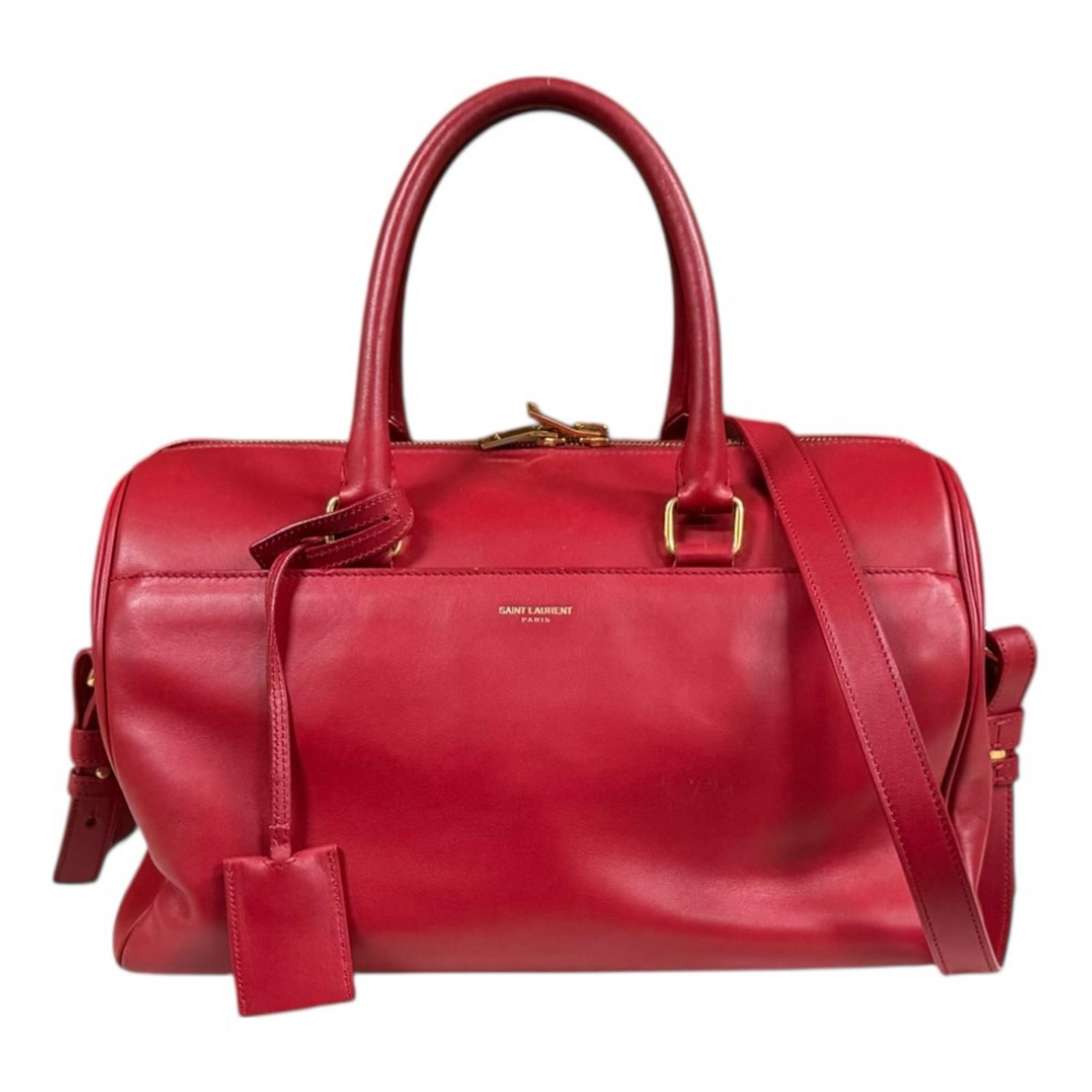 サンローラン クラシック ダッフル 6 ショルダーバッグ レザー 322049 レッド SAINT LAURENT 中古