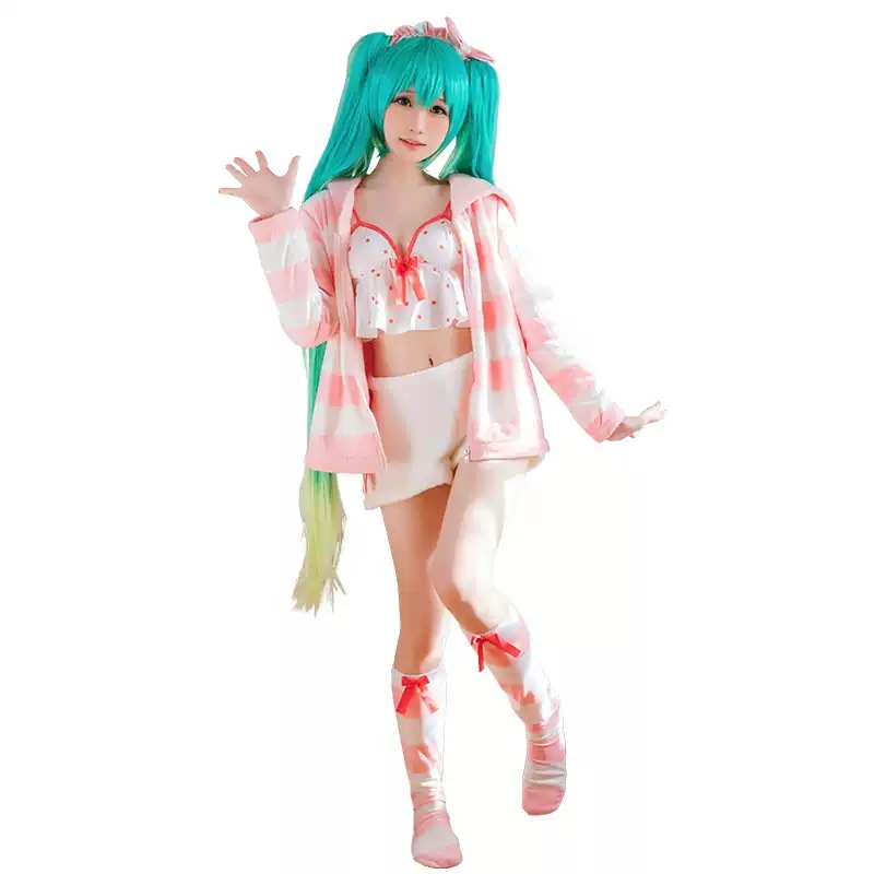 初音ミク 風 VOCALOID Mikuはつね ミク パジャマ着 コスプレ衣装 ウィッグ cosplay 変装 仮装 コスチューム 撮影 祭り