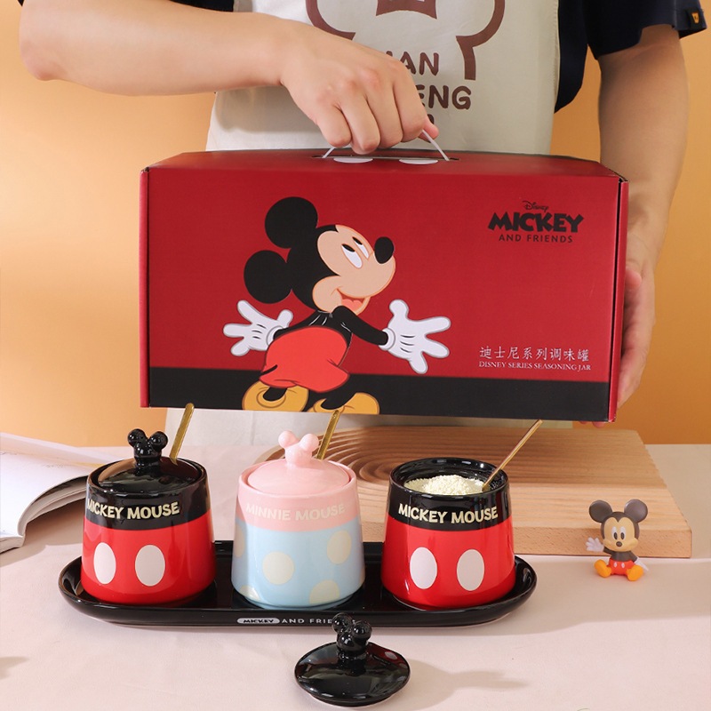 ミッキーシリーズ味付け缶セット家庭用陶磁器食器キャラクター缶キッチン缶アイデアキャラクター