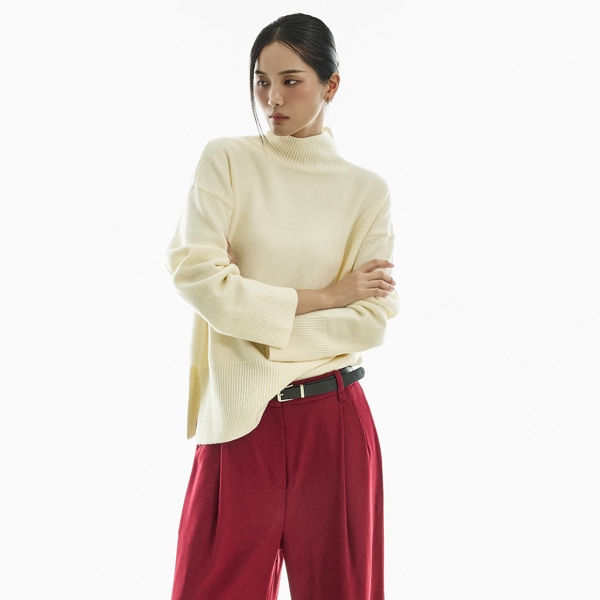 E4085 ハイネック オーバーフィット ニット