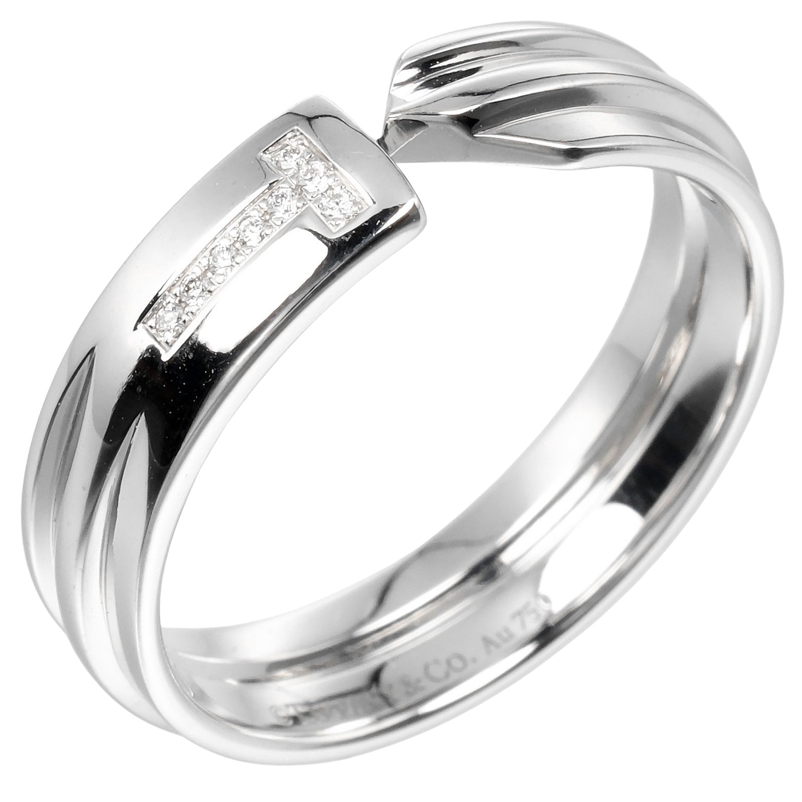 モダンキー リング・指輪 K18ホワイトゴールド ダイヤモンド 21号 約8.1g レディース 中古品 Aランク