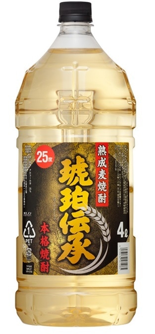 【送料無料】福徳長酒類 熟成麦焼酎 琥珀伝承 25度 4000ml 4L4本/1ケース【北海道東北四国九州沖縄県は別途送料がかかります】