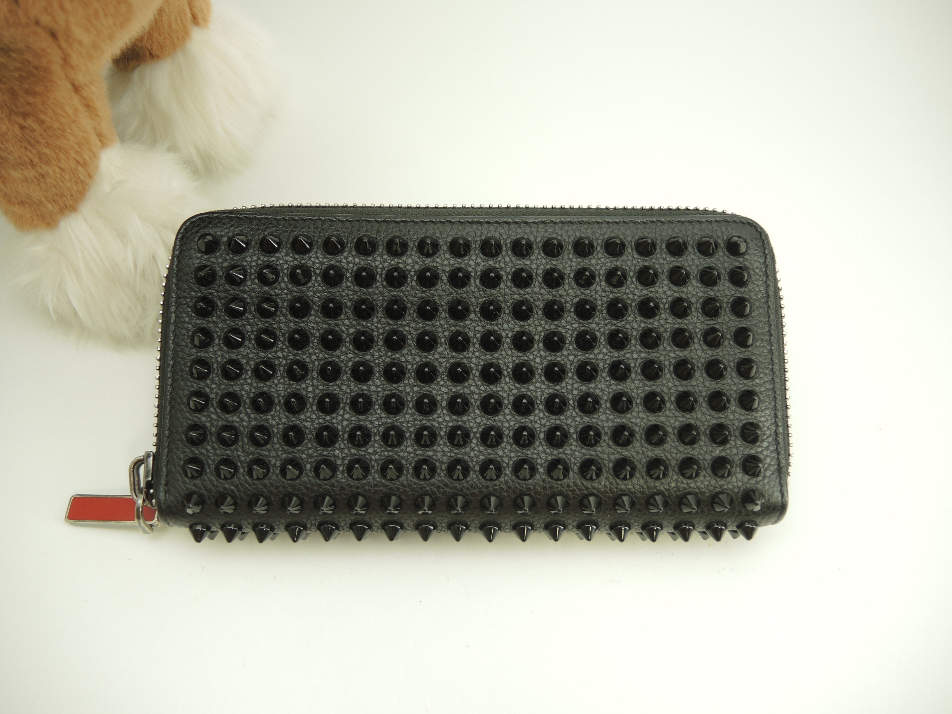 ロングウォレット パネトーネスタッズ レザー黒 ジップ長財布@ 3