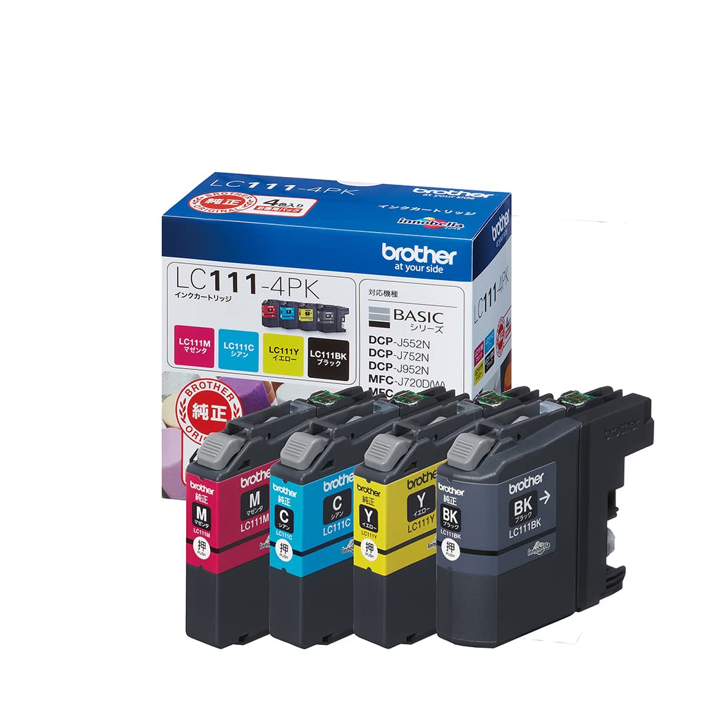 【ブラザー純正】インクカートリッジ4色パック(エコパッケージ) LC111-4PK-E 対応型番:DCP-J957NDCP-J557NMFC-J727D/DW 他