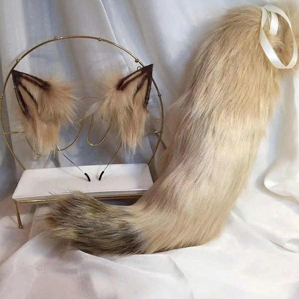 コスプレ道具 狼 耳 尻尾 手作り モコモコ 文化祭 学園祭 パーティー COSPLAY コスチューム アクセサリー cosplay用 dd045zozot2