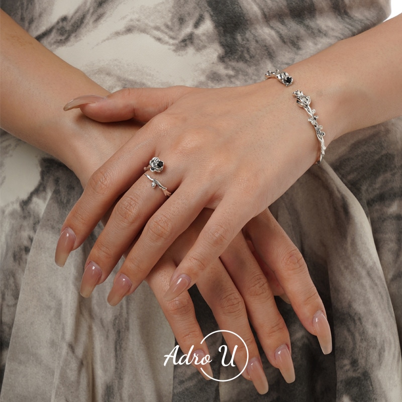 シルバー925 バングルブレスレット ヴィンテージジュエリー アクセサリー 薔薇ブレスレット