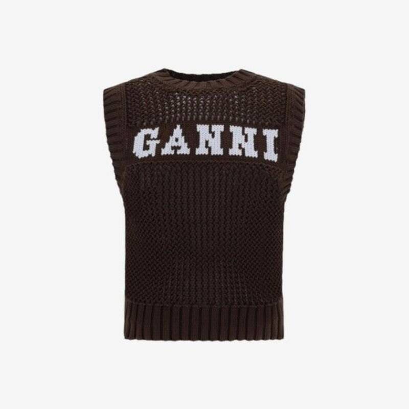 ガニ ロゴニットベスト ブラウン レディース K2120 079