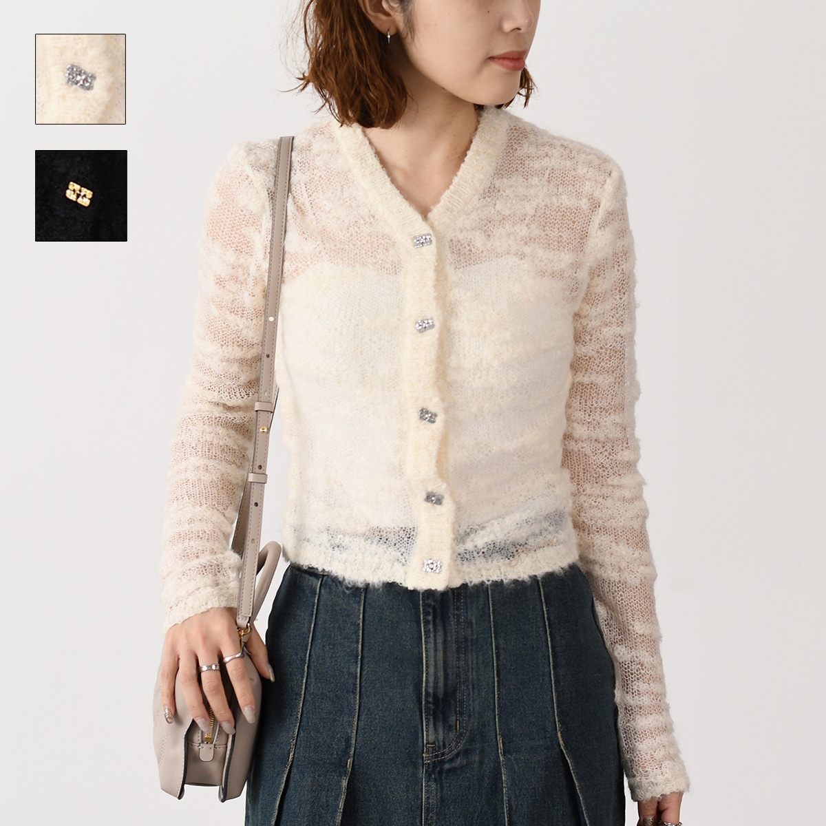 ニット トップス カーディガン ALPACA MOHAIR BOUCLE CARDIGAN K2254 K2315 レディース ホワイト ブラック 21,868円