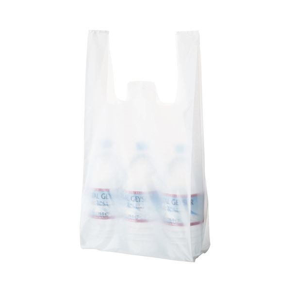 (まとめ) TANOSEE 乳白レジ袋 35号ヨコ260タテ530マチ幅130mm 1パック(100枚) 50セット