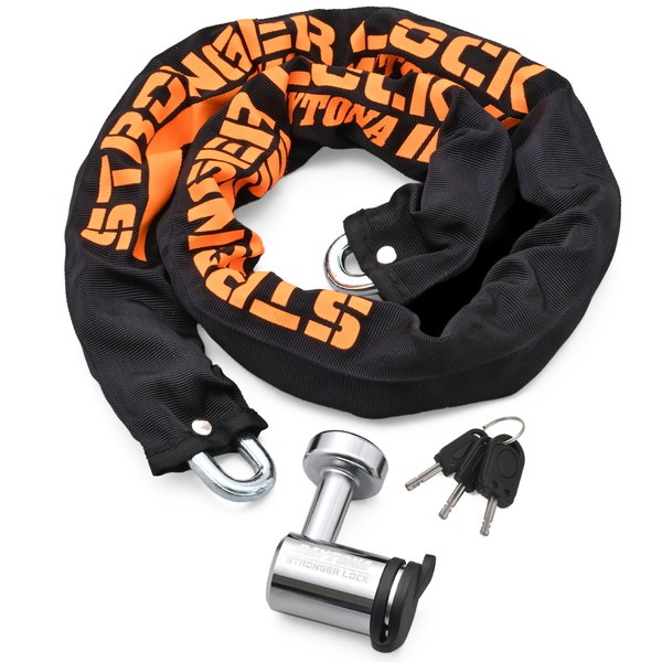 D48409 バイクロック 30mm幅チェーン φ8mmスチール合金製 ストロンガーチェーンロック 1.0m
