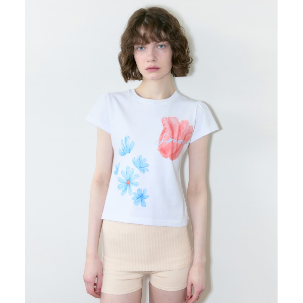 SINOON シヌーンチューリップパフTシャツ (ホワイト)