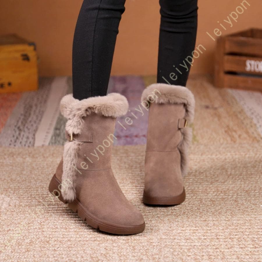 スノーブーツ レディース 防水 おしゃれ 防滑 滑らない ふわふわファー付き スノーシューズ 撥水 中綿 雪用 防寒 スキー ショートブーツ 大きいサイズ 通学