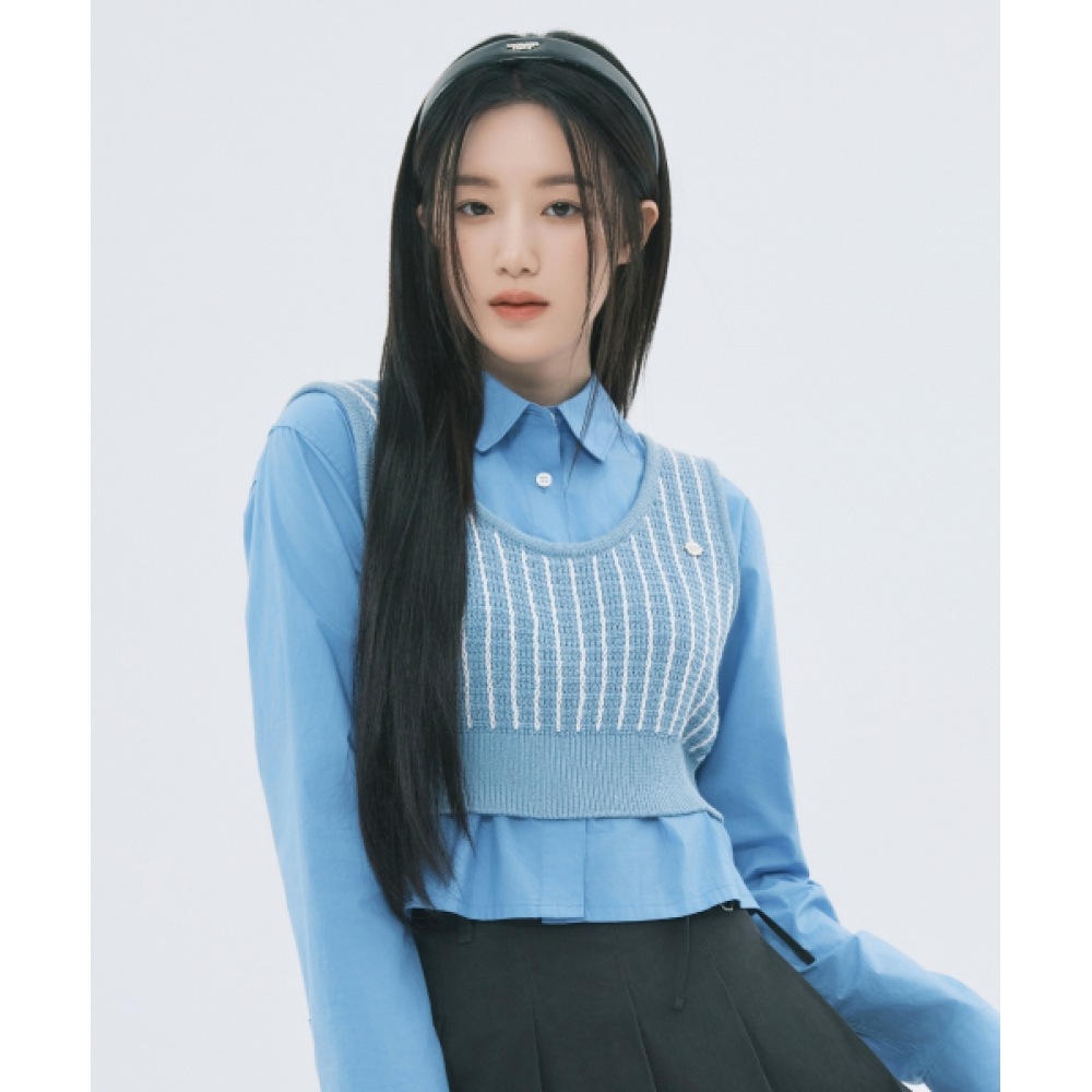 COVERNAT 女性用ビスチェニットベストブルー