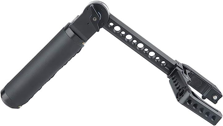 ロゼットレザーハンドグリップ ＋ DJI Ronin S専用クランプ 延長ロングアーム付き ARRI標準スタイルロゼットハンドル 360度回転可能 1/4-20穴付き( ブラック)