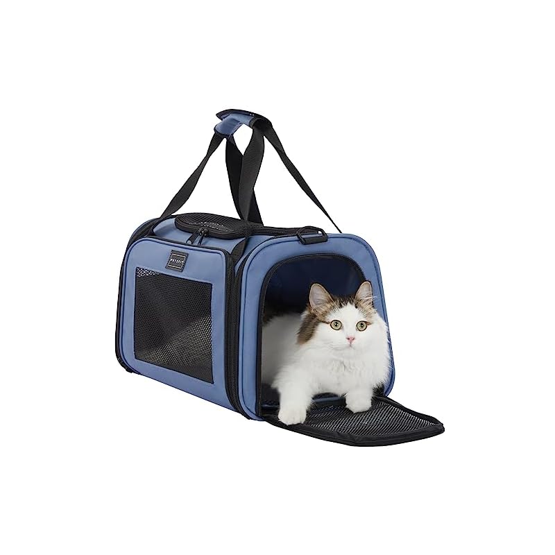 PETSFIT 犬 キャリー バッグ 猫キャリー 中大型猫用小型犬うさぎ用 飛び出し防止リード付き 車載/ドライブ/キャンピング/旅行/通院/災害避難用 ブルー Sサイズ