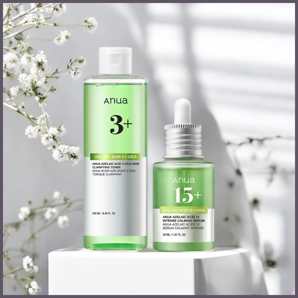 ANUA(アヌア)アゼライン酸3CICAスキンクリアトナー250ml+アゼライン酸15インテンスカーミングセラム30ml 2STEPセット (化粧水+美容液) cica 皮脂 角質 毛穴ケア スージン