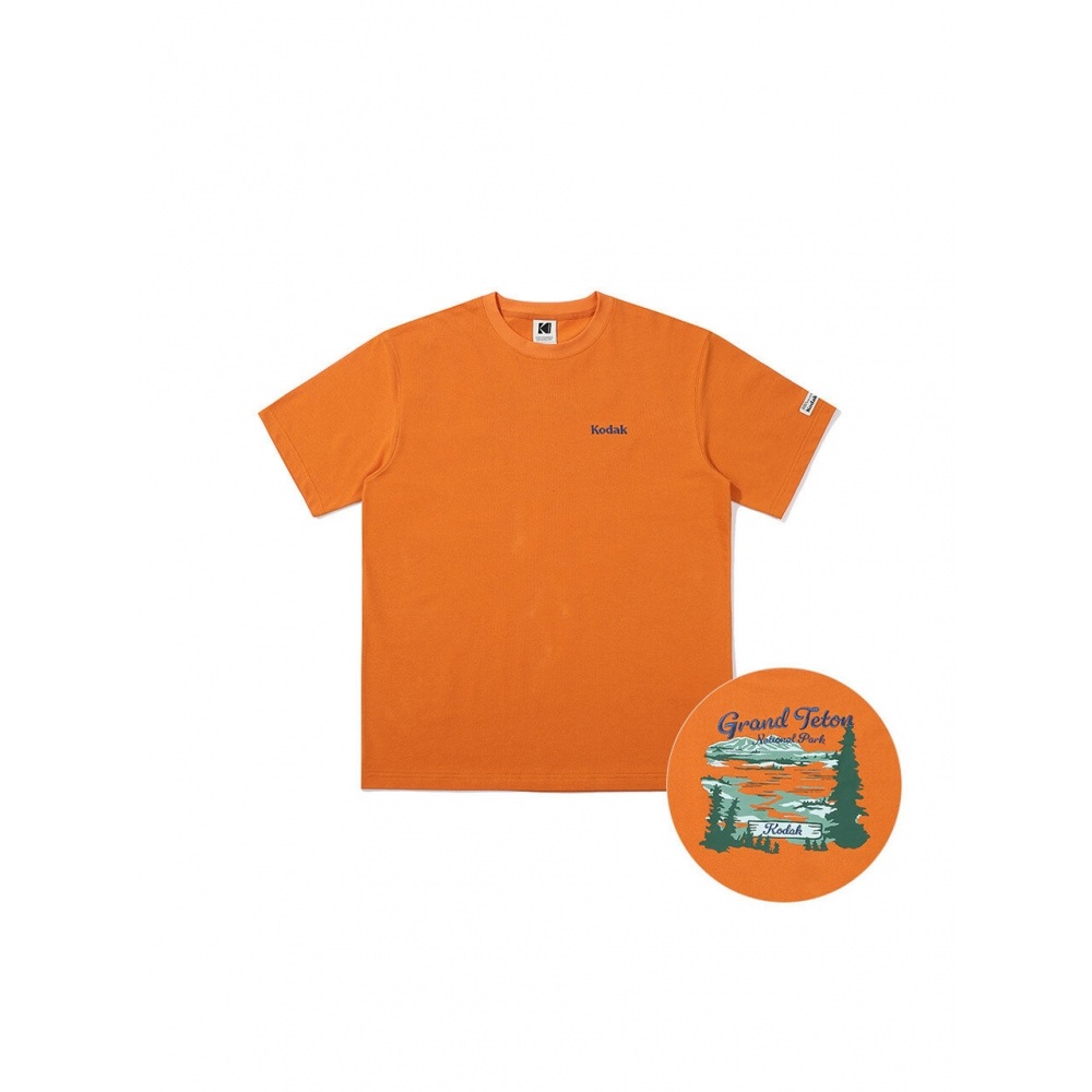 コダックアパレルシーナリーソロナショートスリーブ T シャツオレンジ