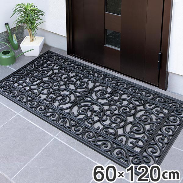 玄関マット 60x120cm 屋外 泥おとし ラバーマット 長方形 玄関 マット 泥落とし 滑り止め すべり止め 泥落としマット おしゃれ ラバー素材 北欧調 ダマスク柄