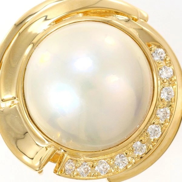 K18 18金 YG リング 指輪 14号 マベパール(真珠) ジルコニア ジュエリー 中古