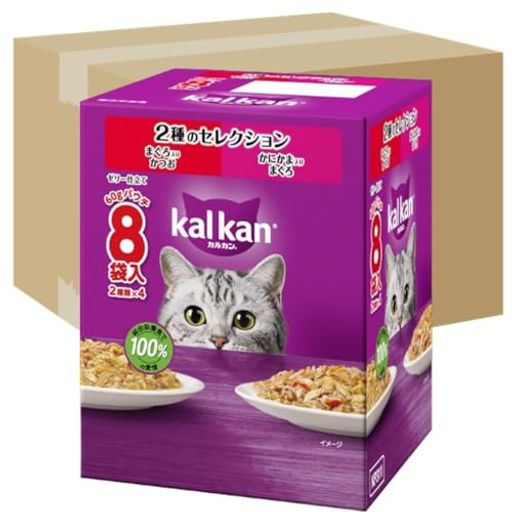 カルカン パウチ 1歳から 60G×160袋(8袋入り×20箱) 2種のセレクション まぐろ入りかつお かにかま入りまぐろ 成猫用 ウェットフード キャットフード 総合栄養食 水分補給 毎日食べること