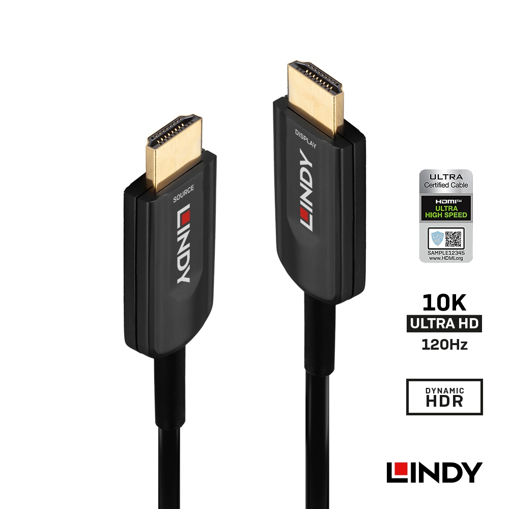 【38380】 LINDY 10m HDMI 2.1 10K@120HZ 光ハイブリッドケーブル