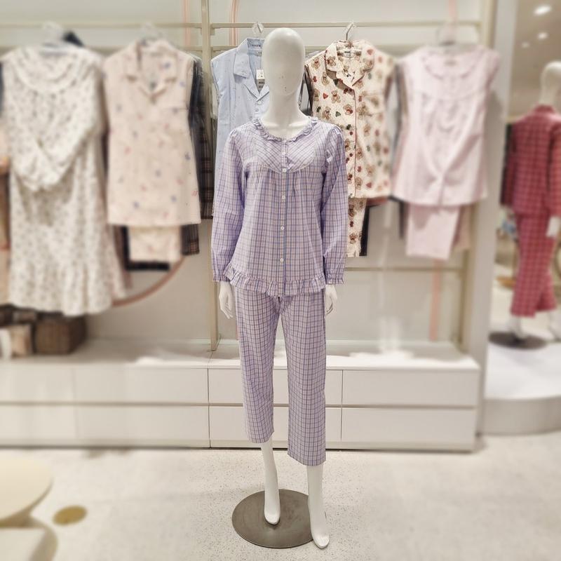 バンブー先染めチェック女性パジャマ WP8889R_s