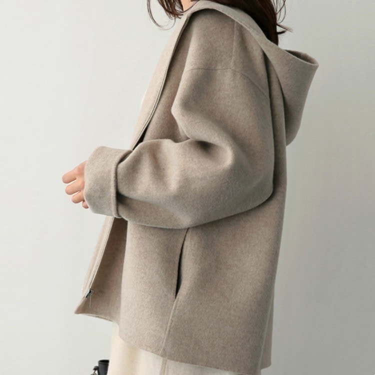 万能流行感 パーカー レディース ラシャコート 秋 冬 ショートコート コート チェスターコート ジャケット フード付き カーディガン アウター 無地 長袖 大きいサイズ 通勤