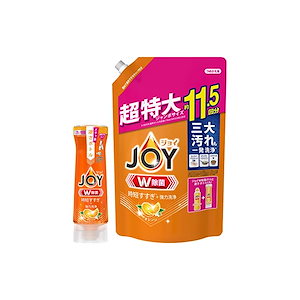 【まとめ買い】 ジョイ W除菌 食器用洗剤 オレンジの香り 逆さボトル 290mL + 詰め替え 超特大ジャンボ 1490mL