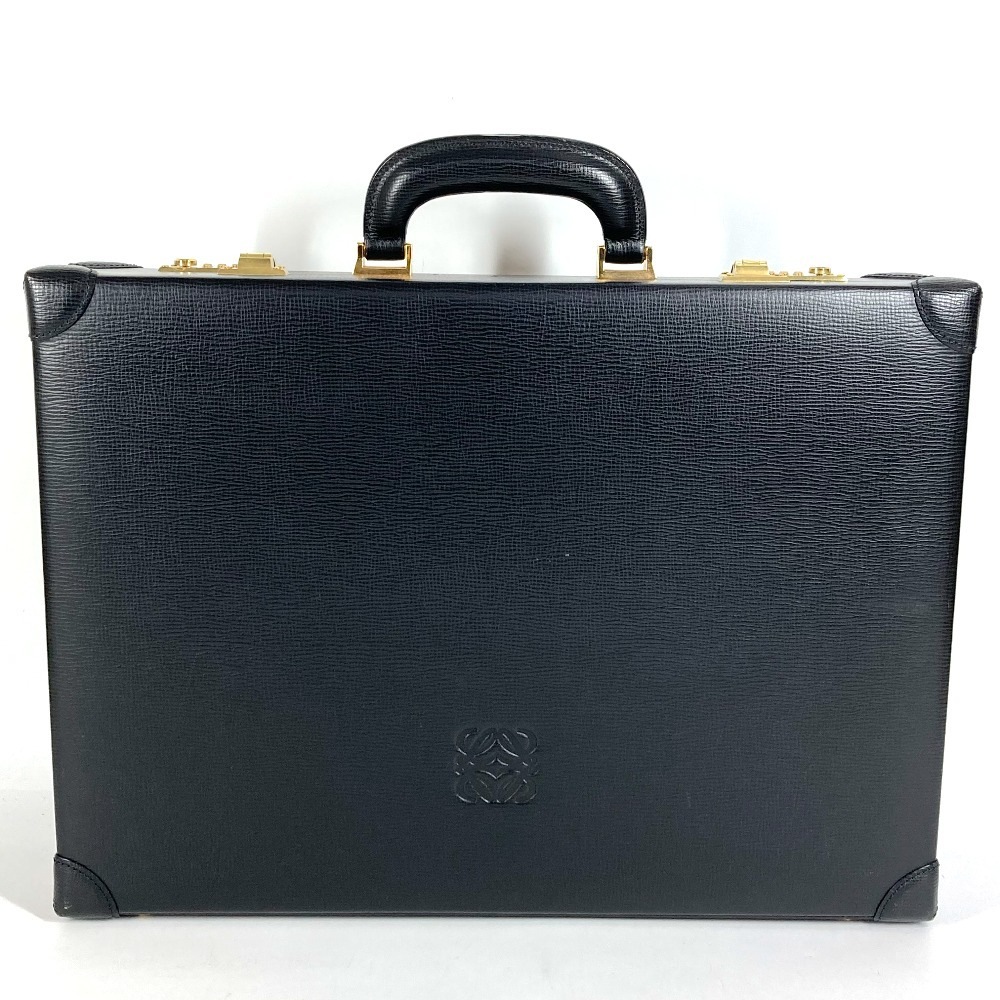 ハンドバッグ ロゴ アナグラム アタッシュケース ヴィンテージ カバン トートバッグ ビジネスバッグ BOX レザー ブラック